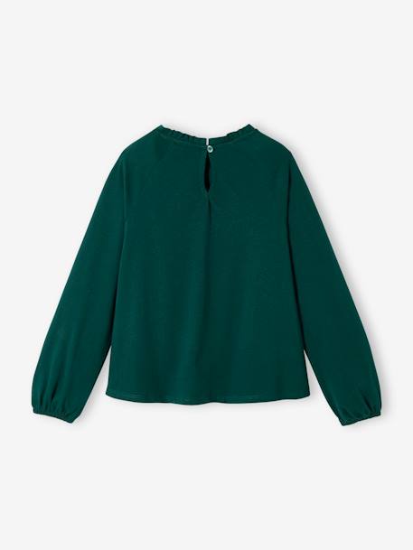 Shirt van Engels borduurwerk voor meisjes bleekblauw+donkergroen+ecru+marineblauw+zachtpaars - vertbaudet enfant 
