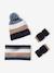 Gestreepte set van muts + snood + handschoenen voor jongens grijs+marine - vertbaudet enfant 