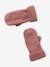 Set van muts + snood + wanten in kabelbreiwerk gemêleerd grijs+ROZE - vertbaudet enfant 