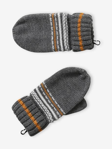 Set muts + snood + handschoenen voor jongens van jacquard tricot grijs - vertbaudet enfant 
