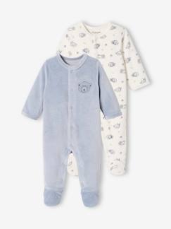 Baby-Pyjama, surpyjama-Set van 2 fluwelen slaappakjes "beer" voor jongens