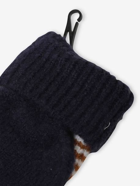 Gestreepte set van muts + snood + handschoenen voor jongens grijs+marine - vertbaudet enfant 