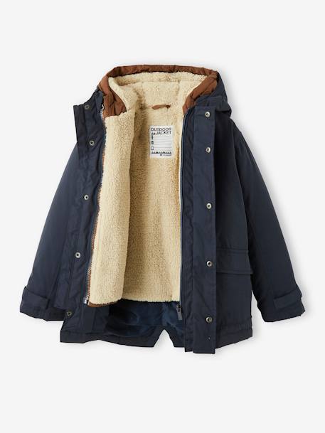 3-in-1-parka voor baby met afneembaar vest kaki+korstmos+Marinegrijs+pecannoot - vertbaudet enfant 