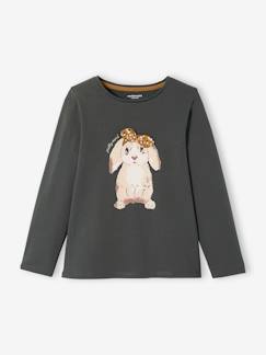 Meisje-T-shirt, souspull-Shirt met konijnmotief en sierstrik voor meisjes