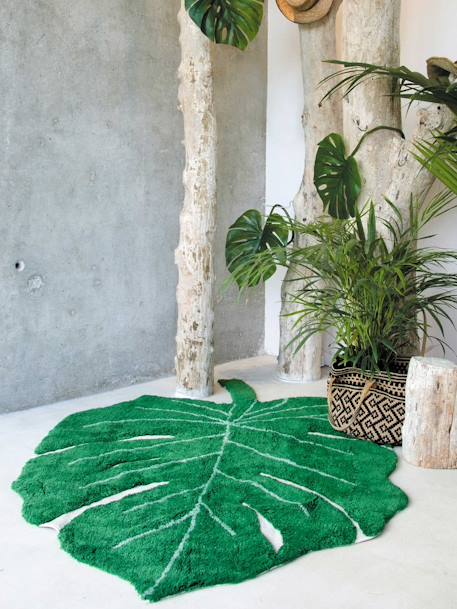 Wasbaar katoenen tapijt Monsterablad LORENA CANALS groen - vertbaudet enfant 