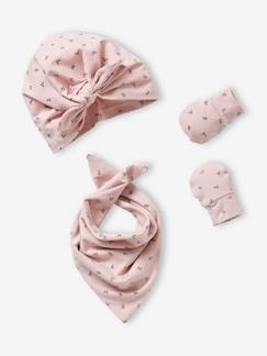 Personaliseerbare gebreide babymuts + wanten + sjaal + tas voor babymeisjes met print  - vertbaudet enfant