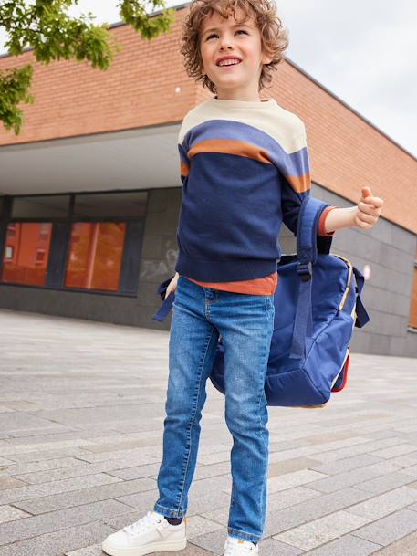 Trui met brede strepen voor jongens in fijn gebreide Oeko-Tex® stof ECRU GESTREEPT - vertbaudet enfant 