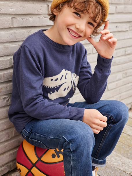 Onverwoestbare rechte jeans jongens denim stone+onbewerkt denim - vertbaudet enfant 