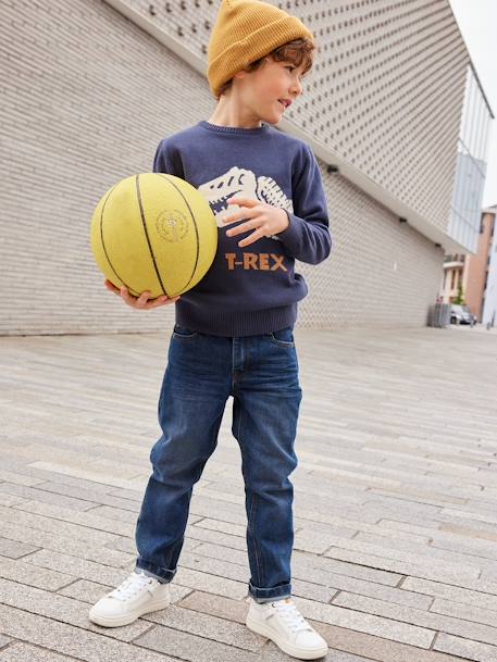 Onverwoestbare rechte jeans jongens denim stone+onbewerkt denim - vertbaudet enfant 