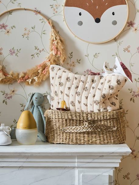 Toilettas voor kind in katoengaas beige, bedrukt+grijsblauw+print bloemen zolder+roze, bedrukt - vertbaudet enfant 