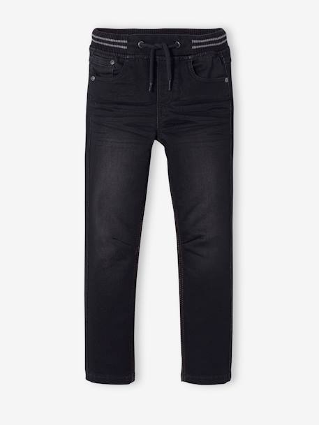 Rechte fleecebroek jongens denim look DARK GROSS+denim grijs+double stone+gebleekt denim+STONE MIDDEN+zwart denim - vertbaudet enfant 