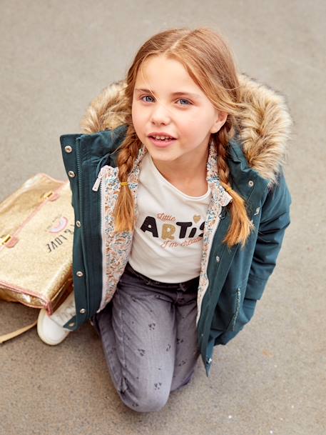 3-in-1 parka met capuchon meisje DARK GREEN+groengrijs+kaki+PURPLE DARK+salie+zwart - vertbaudet enfant 