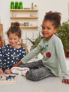 Jeans "mom fit" met riem van katoengaas voor meisjes  - vertbaudet enfant