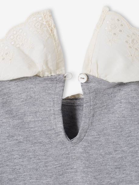 Baby-T-shirt met kraag in Engels borduurwerk grijs gechineerd - vertbaudet enfant 