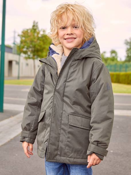 3-in-1-parka voor baby met afneembaar vest kaki+korstmos+Marinegrijs+pecannoot - vertbaudet enfant 