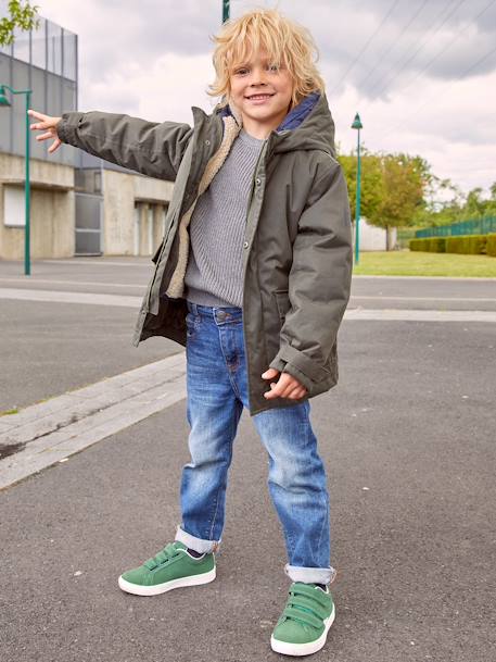 3-in-1-parka voor baby met afneembaar vest kaki+korstmos+Marinegrijs+pecannoot - vertbaudet enfant 