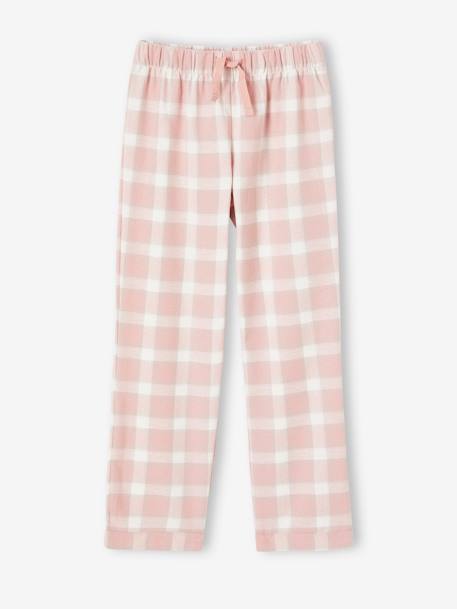 slang Genre knecht Set met 2 pyjamabroeken in flanel voor meisjes - set ruitjes roze thee en  blauw, Meisje
