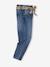 Paperbag jeans met bloemenriem voor meisjes denimgrijs+onbewerkt denim+stone+zwart - vertbaudet enfant 
