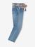 Paperbag jeans met bloemenriem voor meisjes denimgrijs+onbewerkt denim+stone+zwart - vertbaudet enfant 