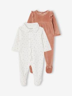 Baby-Pyjama, surpyjama-Set van 2 fluwelen slaappakjes voor meisjes