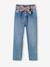 Paperbag jeans met bloemenriem voor meisjes denimgrijs+onbewerkt denim+stone+zwart - vertbaudet enfant 