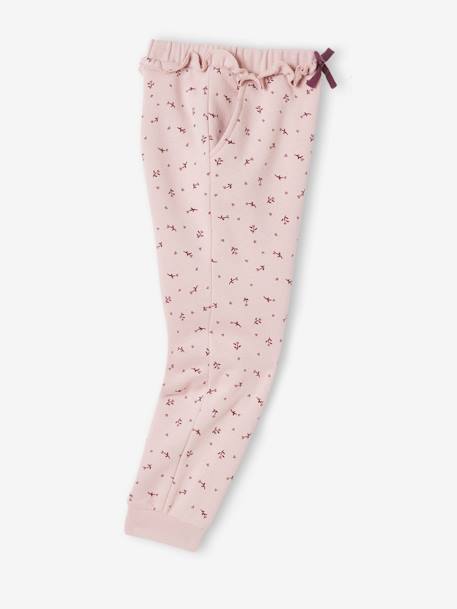 Joggingbroek voor meisjes met ruche en bloemenprint roze - vertbaudet enfant 