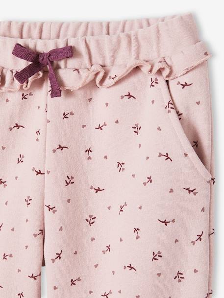 Joggingbroek voor meisjes met ruche en bloemenprint roze - vertbaudet enfant 