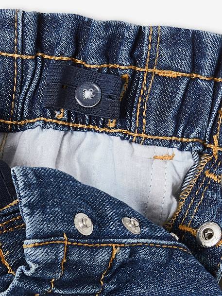 Paperbag jeans met bloemenriem voor meisjes denimgrijs+onbewerkt denim+stone+zwart - vertbaudet enfant 