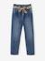 Paperbag jeans met bloemenriem voor meisjes denimgrijs+onbewerkt denim+stone+zwart - vertbaudet enfant 