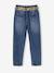 Paperbag jeans met bloemenriem voor meisjes denimgrijs+onbewerkt denim+stone+zwart - vertbaudet enfant 