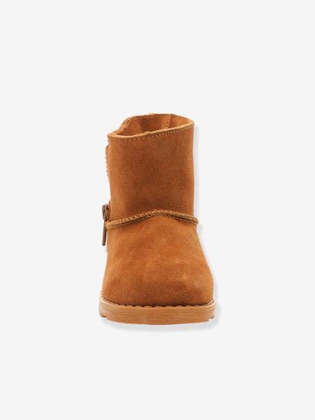 Leren meisjesboots Aldiza KICKERS® bruin+zwart - vertbaudet enfant 