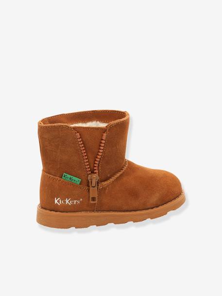 Leren meisjesboots Aldiza KICKERS® bruin+zwart - vertbaudet enfant 