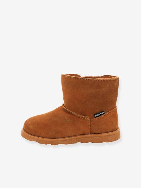 Leren meisjesboots Aldiza KICKERS® bruin+zwart - vertbaudet enfant 
