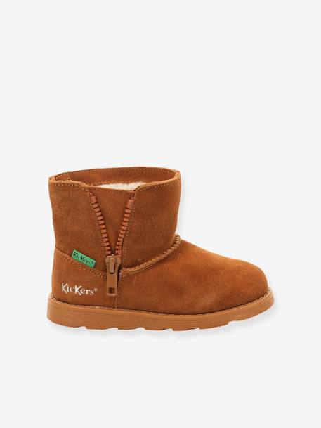 Leren meisjesboots Aldiza KICKERS® bruin+zwart - vertbaudet enfant 