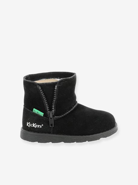 Leren meisjesboots Aldiza KICKERS® bruin+zwart - vertbaudet enfant 