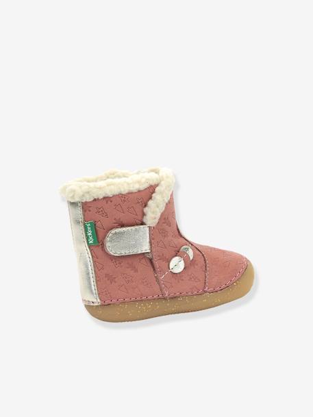 Leren enkellaarsjes voor babymeisjes So Windy KICKERS® 1ste stapjes marineblauw+rozen - vertbaudet enfant 