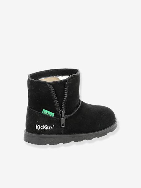 Leren meisjesboots Aldiza KICKERS® bruin+zwart - vertbaudet enfant 