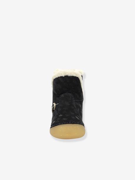 Leren enkellaarsjes voor babymeisjes So Windy KICKERS® 1ste stapjes marineblauw+rozen - vertbaudet enfant 