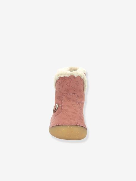 Leren enkellaarsjes voor babymeisjes So Windy KICKERS® 1ste stapjes marineblauw+rozen - vertbaudet enfant 