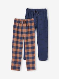 Jongens- Pyjama, surpyjama-Set met 2 pyjamabroeken in flanel voor jongens