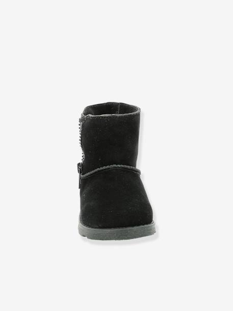 Leren meisjesboots Aldiza KICKERS® bruin+zwart - vertbaudet enfant 
