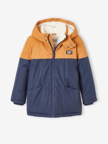 Technische parka met capuchon jongen hazelnoot+ketelbruin - vertbaudet enfant 