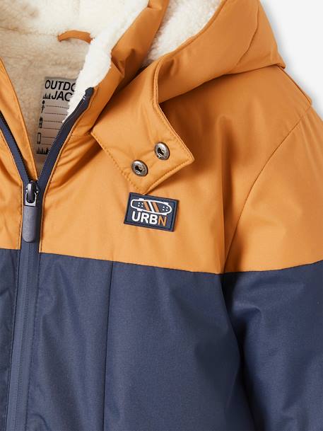 Technische parka met capuchon jongen hazelnoot+ketelbruin - vertbaudet enfant 