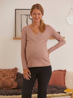 Zwangerschapskleding-Borstvoeding-Gekruist T-shirt met V-hals, voor zwangerschaps- en borstvoeding