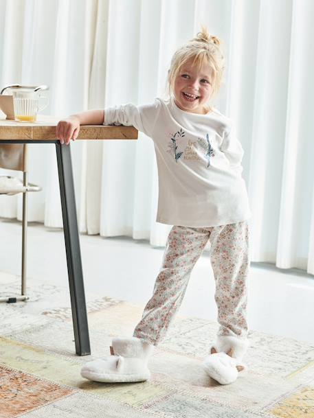 Set van 2 fluwelen pyjama's voor meisjes beige - vertbaudet enfant 