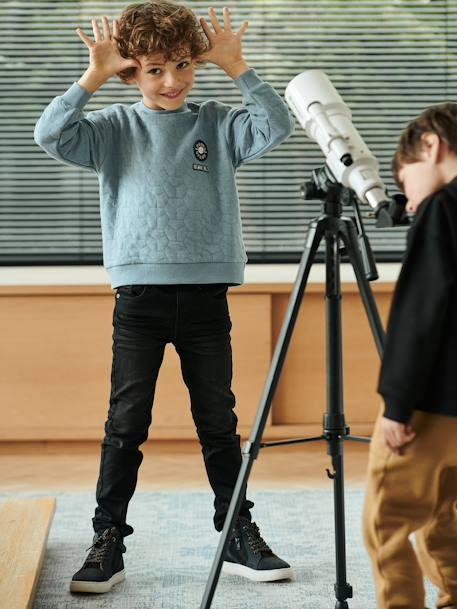 Rechte fleecebroek jongens denim look DARK GROSS+denim grijs+double stone+gebleekt denim+STONE MIDDEN+zwart denim - vertbaudet enfant 