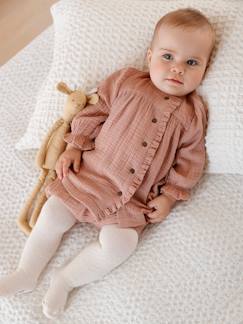 Baby-Rok, jurk-Babyjurkje van katoenen gaas en bijpassend broekje