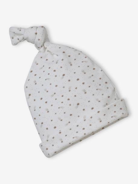 Personaliseerbare gebreide babymuts + wanten + sjaal + tas voor babymeisjes met print ecru - vertbaudet enfant 