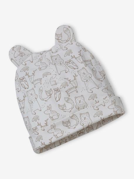 Personaliseerbare babymuts + wanten + sjaal + babyzakje in bedrukt mesh taupe - vertbaudet enfant 