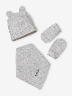 Personaliseerbare babymuts + wanten + sjaal + babyzakje in bedrukt mesh  - vertbaudet enfant